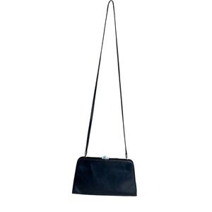 Vintage Nordstrom Leather Convertible Shoulder Bag / Clutch Black Made in Italy